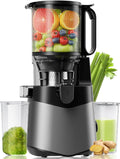 Cold Press Juicer, 5.8" Wide Feed Chute, With 400W Slow Masticating Juicer, Designed For High Juice Yield From Whole Fruits & Vegetables, Easy to Clean, Dark Grey