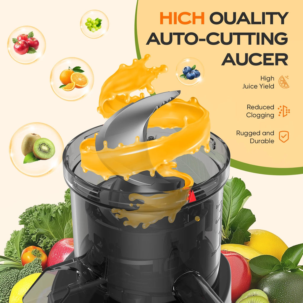 Cold Press Juicer, Juice Extractor Machine with 5.5" Extra Large Feed Chute, 300W Slow Masticating Juicer for Whole Vegetables and Fruits, 1.8L Auto-Feed Time-Saver, Easy to Clean