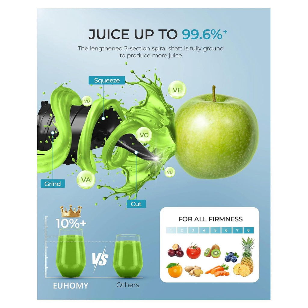 Cold Press Juicer, Wide Feed Chute Juicer Machines, Stainless Steel Slow Masticating Juicers Easy to Clean, Vegetables & Fruits Juice Extractor, High Juice Yield,