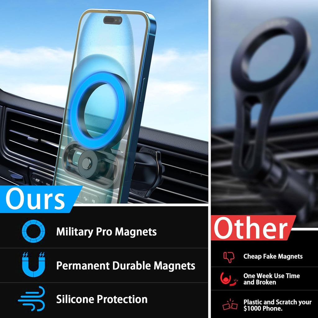 Mag-Safe Car Mount, Adjustable [Quick Install] Ultra Magnetic car phone holder, Air Vent Phone Holders for Your Car, Car Accessories Fit for iPhone 17 16 Pro Max 15 14 13 12 Plus Mini for Men Women