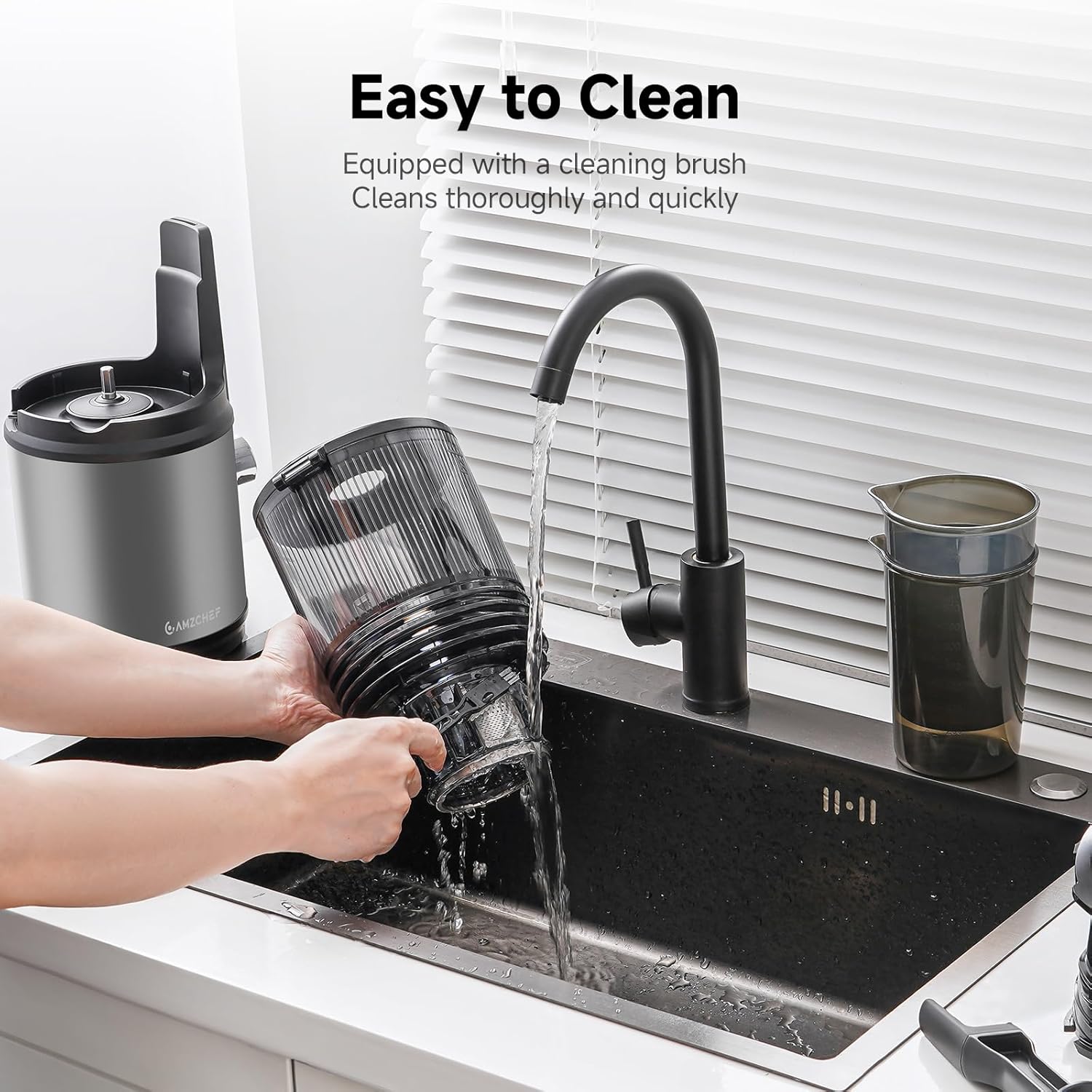 Cold Press Juicer, 5.8" Wide Feed Chute Juice Extractor Machine with 400W, High Juice Yield, Slow Masticating Juicer for Whole Vegetables & Fruits, Dark Grey