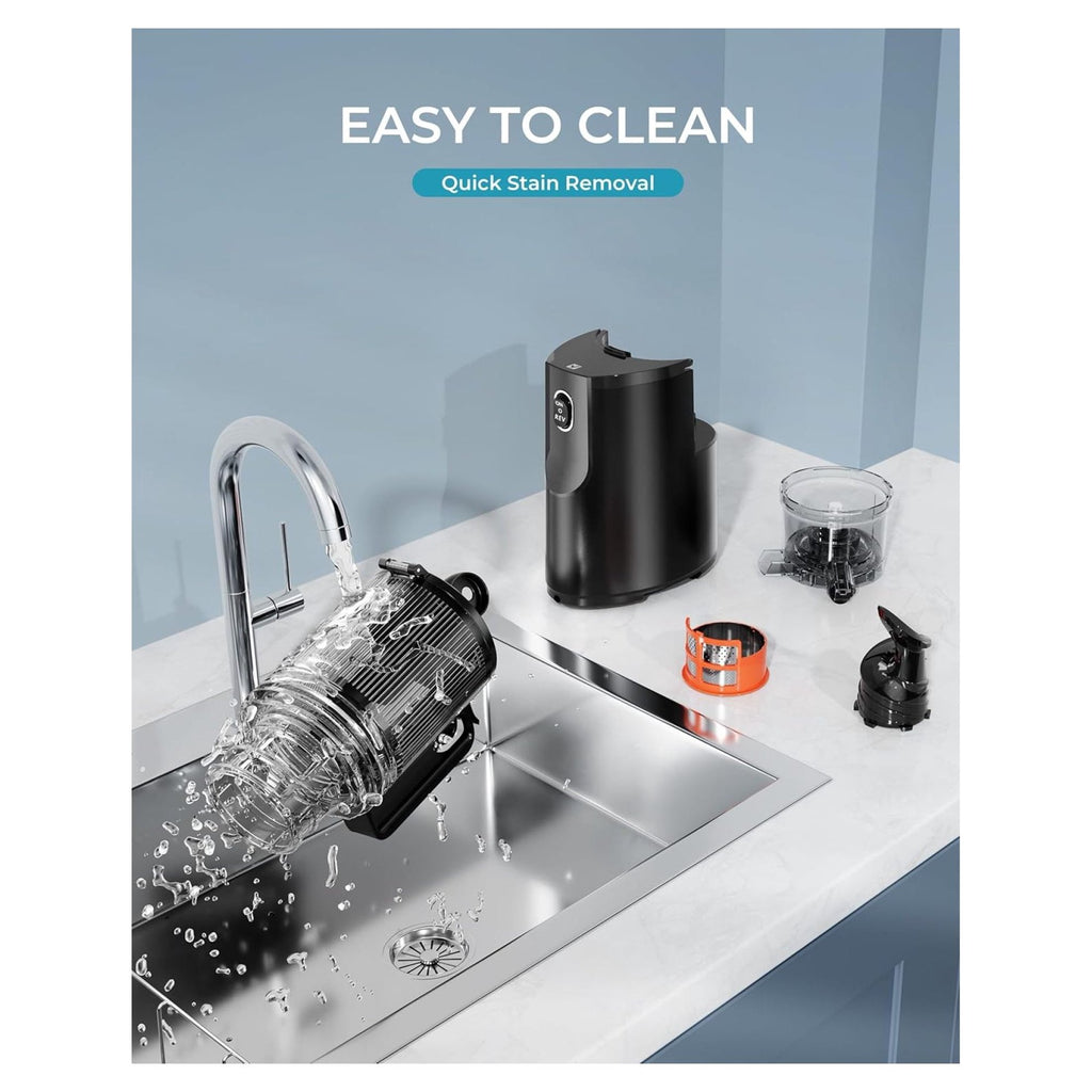 Cold Press Juicer, Wide Feed Chute Juicer Machines, Stainless Steel Slow Masticating Juicers Easy to Clean, Vegetables & Fruits Juice Extractor, High Juice Yield,