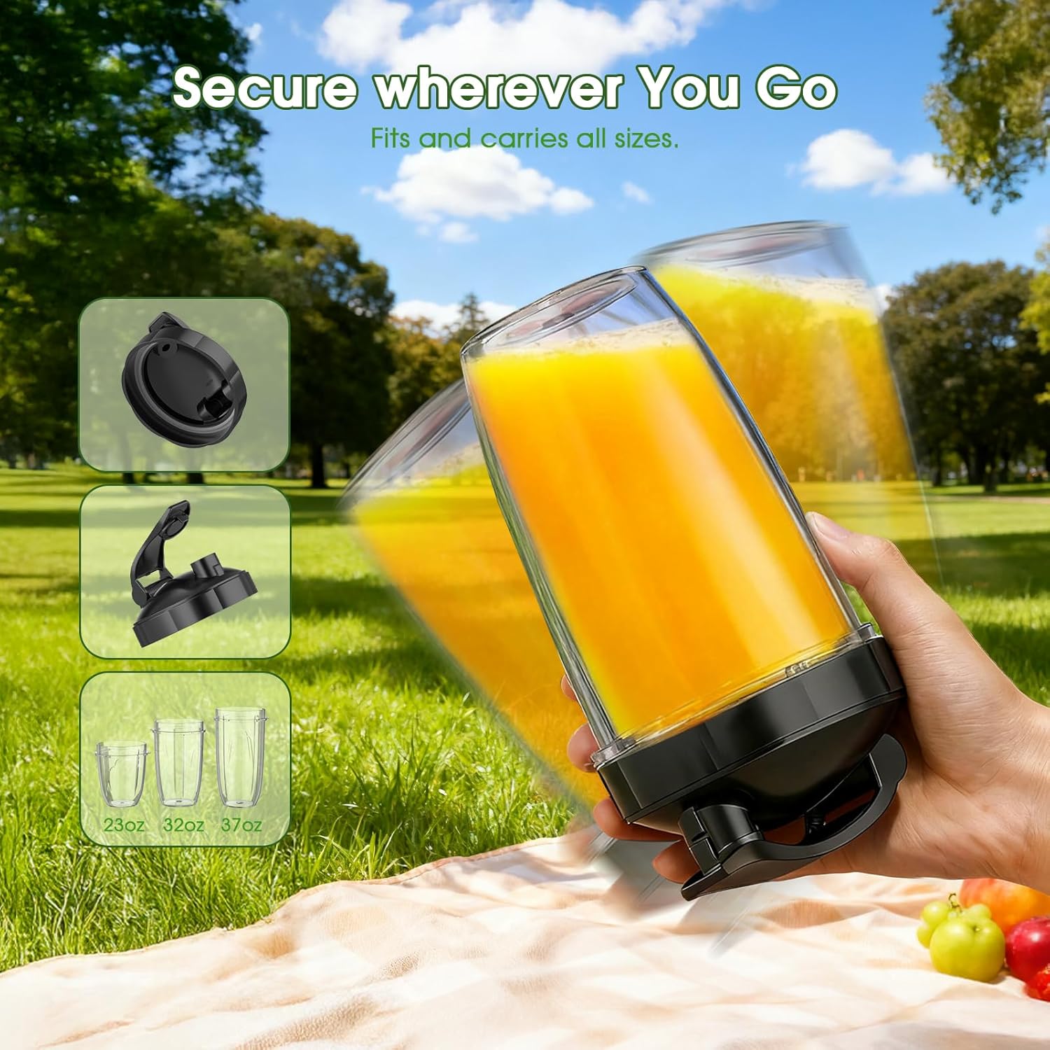 Smoothie Blender Maker 25000RPM Personal Blender for Shakes and Smoothies with 37 32 23oz Portable Cups Countertop blenders for kitchen, Frozen Drinks, Milkshake, Juice, Ice Crushing, Nuts