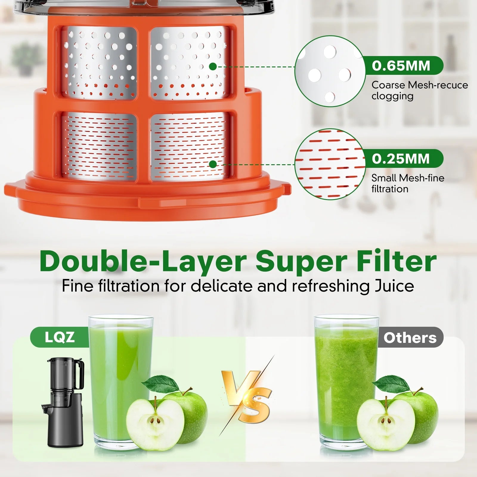 Cold Press Juicer Machines, High Nutrient Retention, 99% Juice Yield, 5.3" Wide Feed Chute for Whole Fruits & Vegetables, Quiet Slow Masticating Juicer, BPA-Free, Easy to Clean