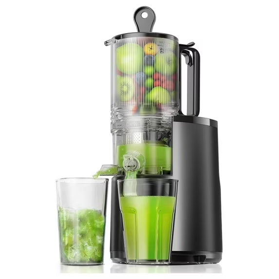 Cold Press Juicer, Wide Feed Chute Juicer Machines, Stainless Steel Slow Masticating Juicers Easy to Clean, Vegetables & Fruits Juice Extractor, High Juice Yield,