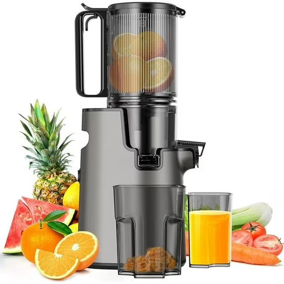 Cold Press Juicer Machines, High Nutrient Retention, 99% Juice Yield, 5.3" Wide Feed Chute for Whole Fruits & Vegetables, Quiet Slow Masticating Juicer, BPA-Free, Easy to Clean