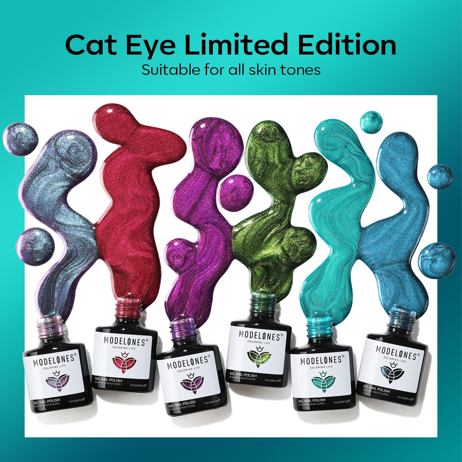 Cat Eye Gel Nail Polish, 6 Colors Christmas Glitter Red Green Purple Blue Gel Polish Set with Magnet Sparkle Galaxy Series Nail Gel Polish Kit Soak Off Led Nail Art Manicure Salon DIY Gifts