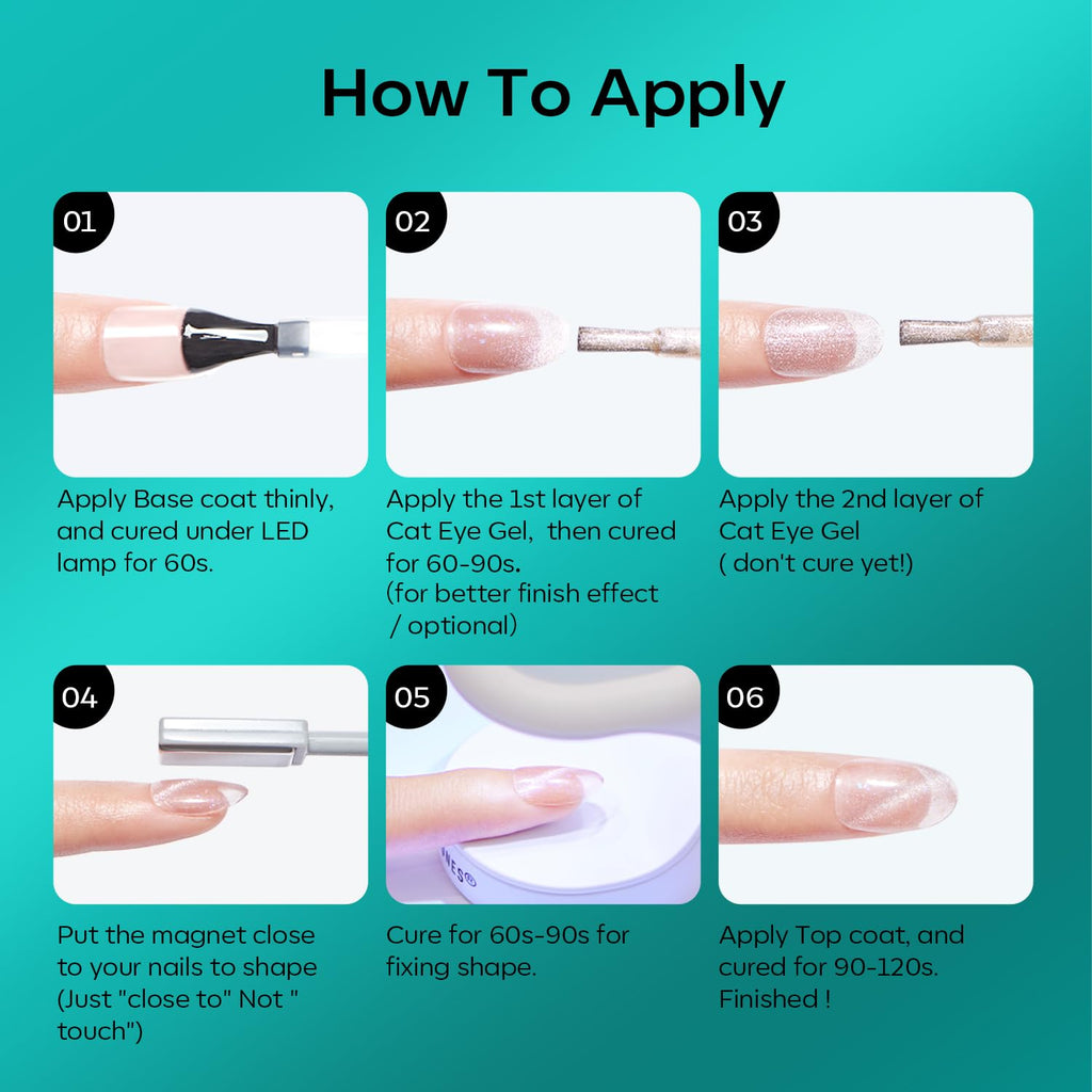 Cat Eye Gel Nail Polish, 6 Colors Christmas Glitter Red Green Purple Blue Gel Polish Set with Magnet Sparkle Galaxy Series Nail Gel Polish Kit Soak Off Led Nail Art Manicure Salon DIY Gifts