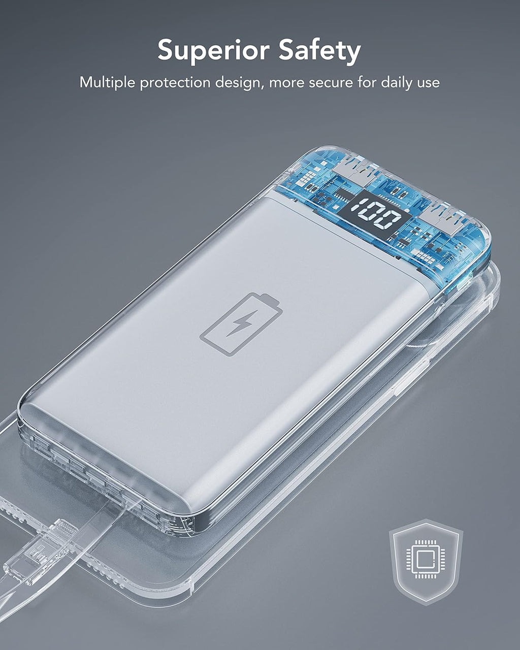 Portable Charger with Built in Cables, Power Bank with Cords Wires, Slim 10000mAh Travel Battery Pack 6 Outputs 3 Inputs 3A Fast Charging for Samsung Google Pixel LG Moto iPhone iPad