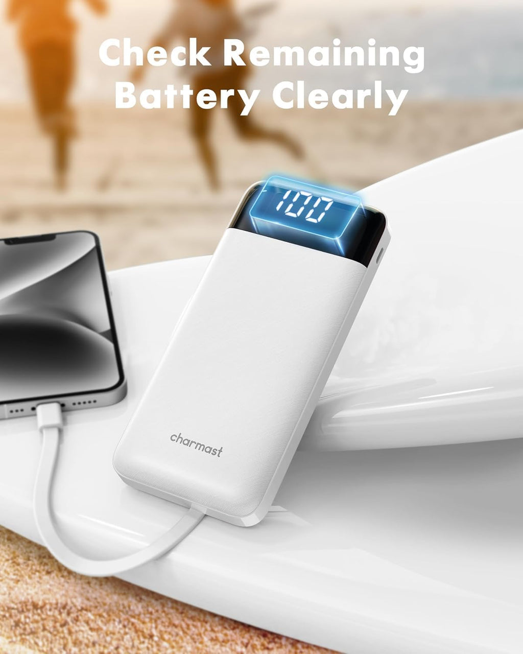 Portable Charger with Built in Cables, Power Bank with Cords Wires, Slim 10000mAh Travel Battery Pack 6 Outputs 3 Inputs 3A Fast Charging for Samsung Google Pixel LG Moto iPhone iPad