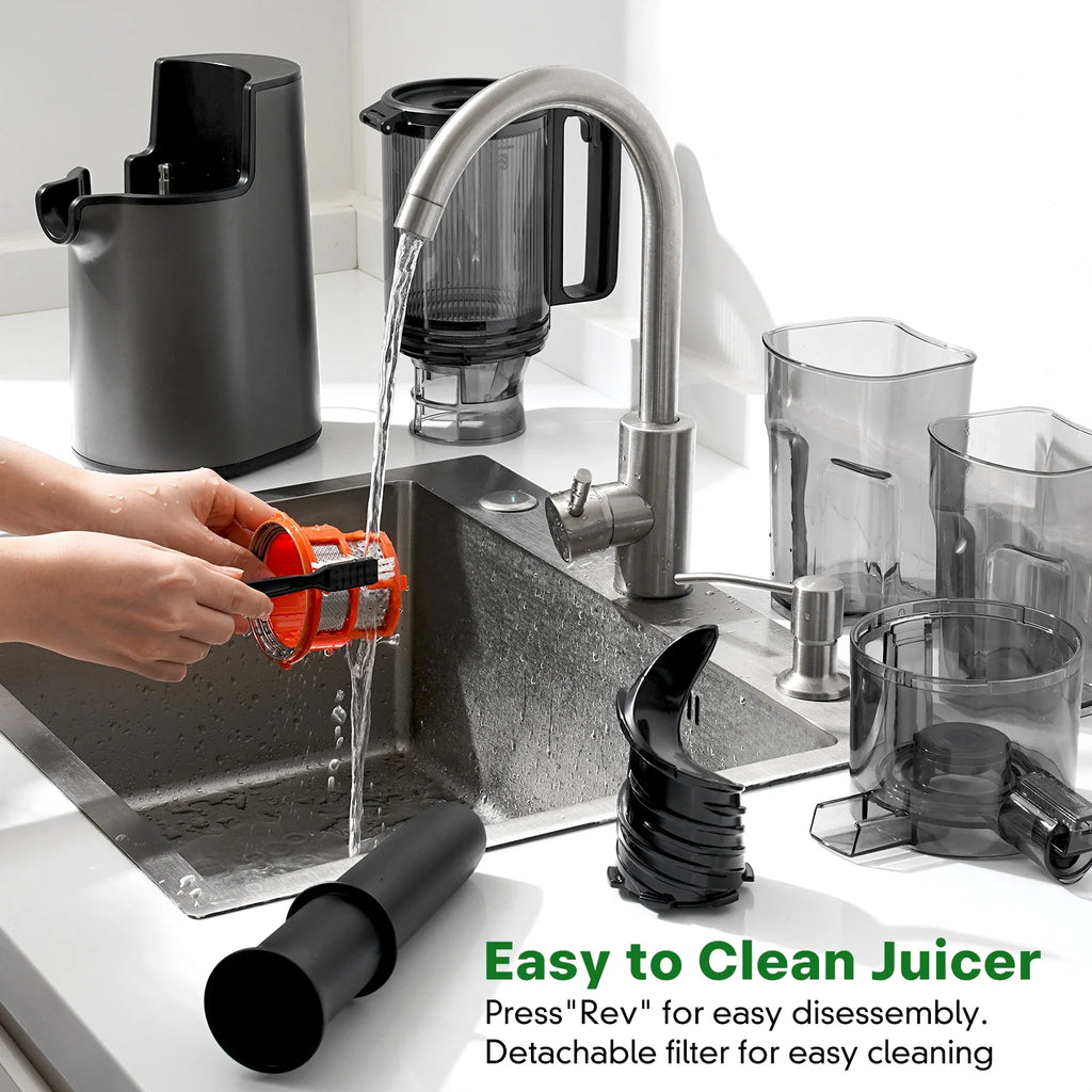 Cold Press Juicer Machines, High Nutrient Retention, 99% Juice Yield, 5.3" Wide Feed Chute for Whole Fruits & Vegetables, Quiet Slow Masticating Juicer, BPA-Free, Easy to Clean